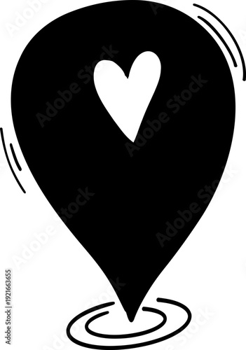 Doodle Location Pin. Navigation Marker, Pinpoint or Tag. GPS Map navigation mark 