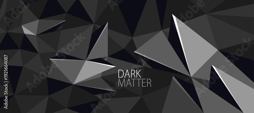 Polygonal abstract background, 3D vector dark black greyscale low poly surface, digital technology and science background abstraction, diamond structure.