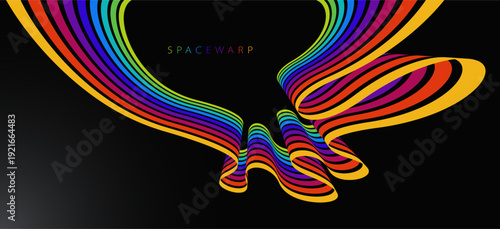 3D lines in 3D perspective colored in rainbow colors vector abstract background, bright wallpaper with dimensional curvy stripes.