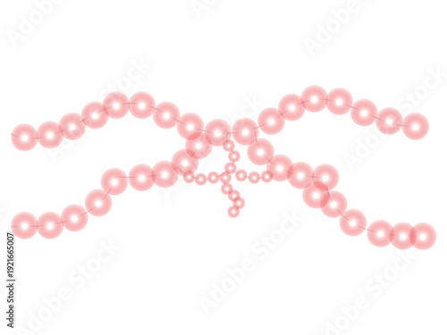 A blurry image of pink beads on a white background