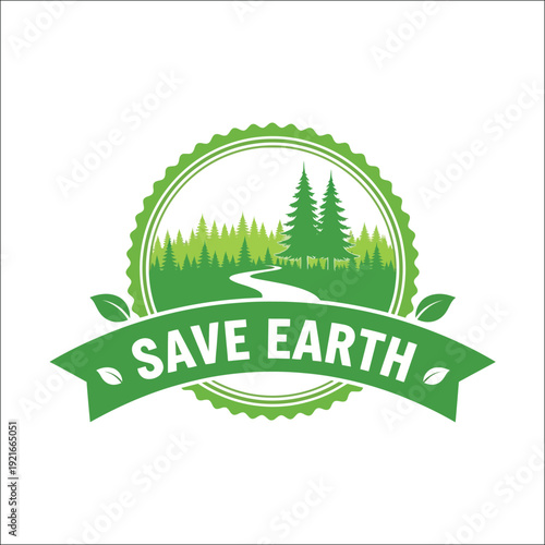 Green save earth emblem for environmental protection