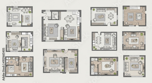 Collection of Architectural Floor Plans for Residential Homes.