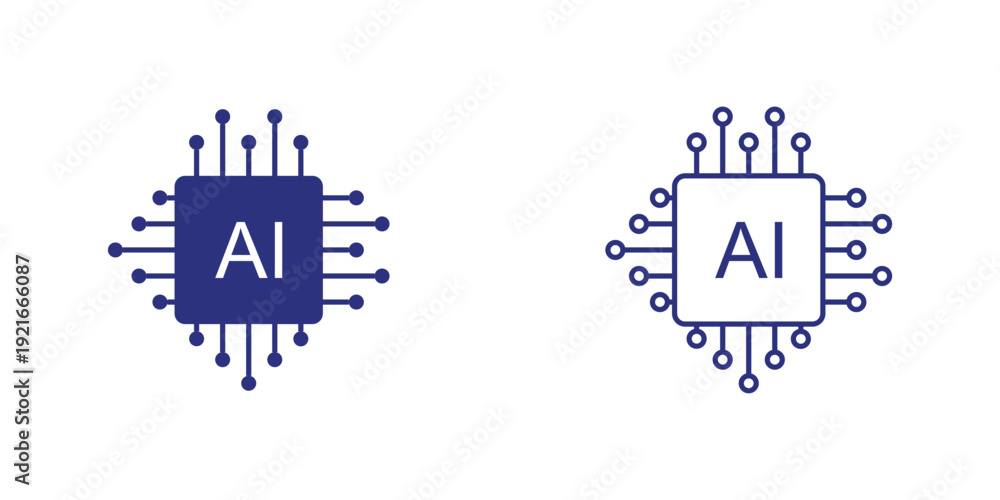 Fototapeta premium AI microchip vector icon — minimalist microchip with 