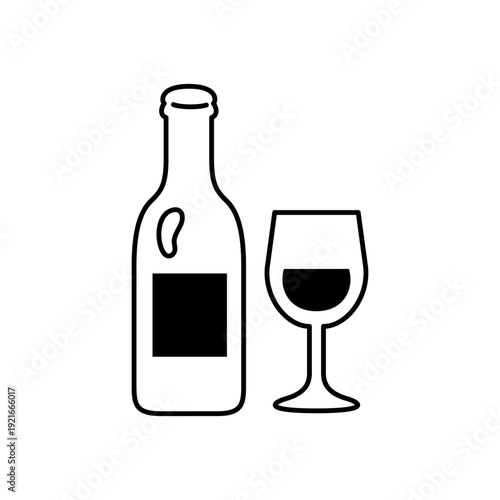 ボトルワインをモチーフにしたお酒アイコン