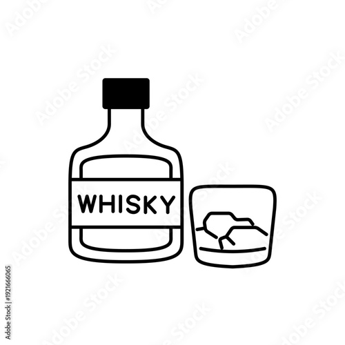 ウィスキーボトルとグラスをモチーフにしたアイコン