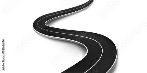 Horizontal asphalt road template. Winding road vector illustration. Seamless highway marking isolated on white background. EPS 10