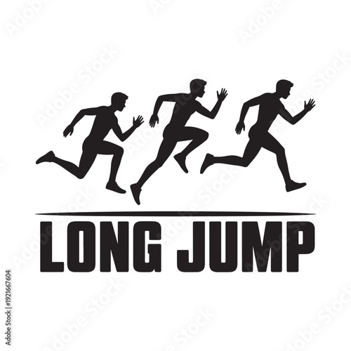 Silhouettes of runners with text indicating a long jump event