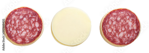 Wallpaper Mural Sliced salami and cheese on transparent background for food photography Torontodigital.ca