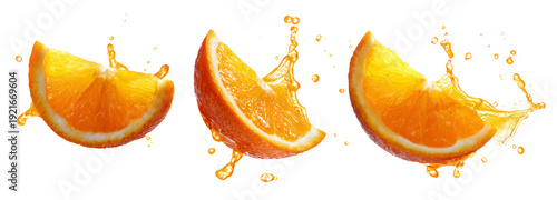 Wallpaper Mural Juicy orange slices splashing transparent background food photography fresh bright Torontodigital.ca