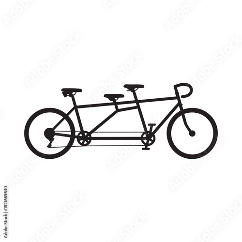 A black silhouette of a tandem bicycle viewed from the side