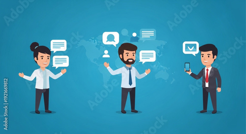 Business people communicating and sharing ideas through technology.