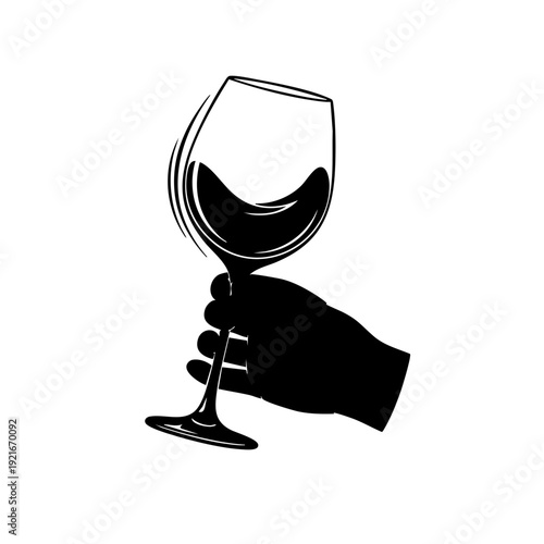 A hand silhouette raising a glass of wine