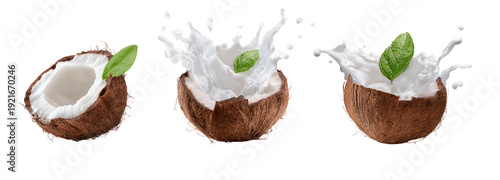 Wallpaper Mural Coconut water splashing action transparent background nature freshness Torontodigital.ca
