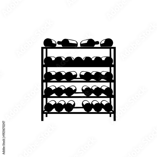 A wine rack filled with bottles of wine. An illustration perfect for wine enthusiast