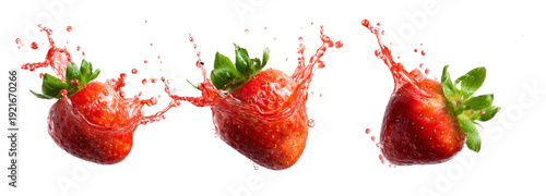 Wallpaper Mural Splashing strawberries with water transparent background freshness and flavor Torontodigital.ca