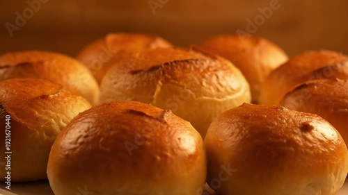 Wallpaper Mural Freshly baked golden rolls close up of crispy crusts studio lighting Torontodigital.ca