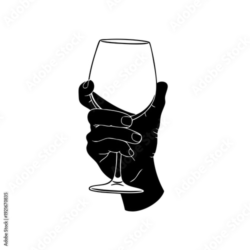 A hand holding a wine glass