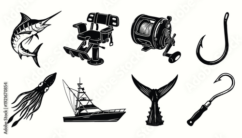 Deep Sea Fishing Essentials Vector Collection