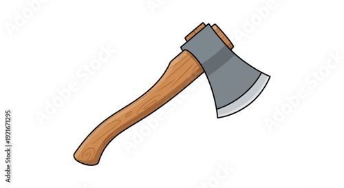 A cartoon depiction of a felling axe with a wooden handle and metal head presented as a silhouette high quality professional