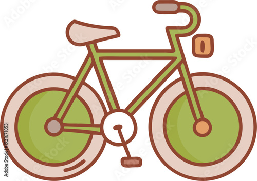 Vibrant green bicycle with brown accents in modern design