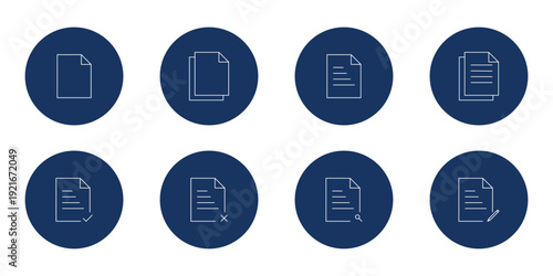 Office document icon set in line style. download, print office simple black style symbol sign for apps and website