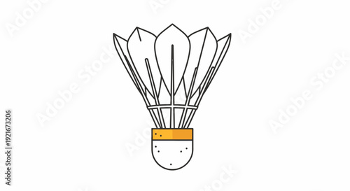 A badminton shuttlecock isolated on a white background is shown.