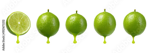 Wallpaper Mural Fresh limes slicing action transparent background food photography studio environment Torontodigital.ca