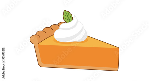 Illustration of a slice of pumpkin pie with whipped cream.