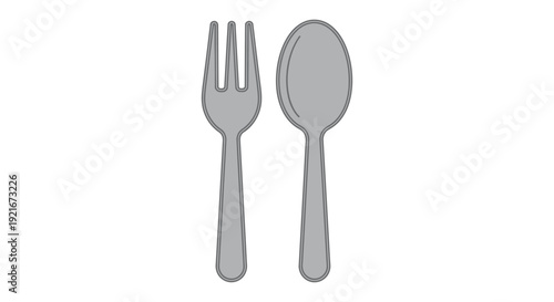 An illustration of a fork and a spoon on white.