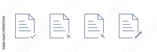 Set of file and document Icons. Simple line art style icons pack. Vector illustration.