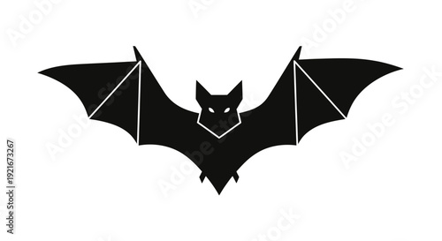 A black bat silhouette against a white background.