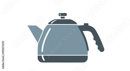 A simple illustration of a blue tea kettle.