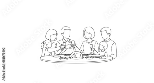 Four People Sitting Around Table.