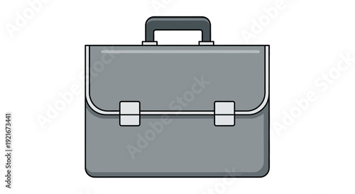 A gray briefcase isolated on white background.