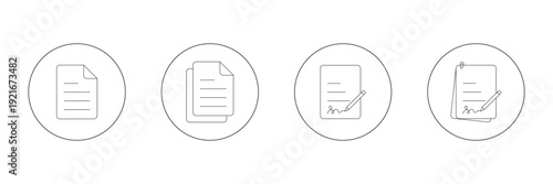 Set of file and document Icons. Simple line art style icons pack. Vector illustration.