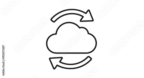 An illustration of a cloud syncing data with arrows.