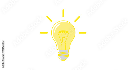 A light bulb shines brightly against a white background.