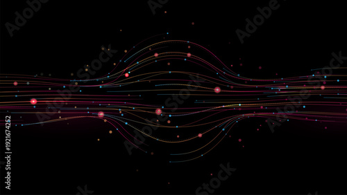 Colorful wave of light with a globe tech connection