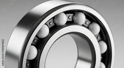  Advanced technical hybrid ball bearing with precision white ceramic balls and stainless steel races for high speed low friction and extreme durability in industrial machinery and aerospace.
