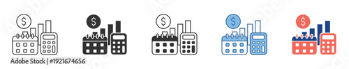 Time and Money Management Icons Calendar and Calculator Symbols Representing Comprehensive Financial Planning, Budgeting, and Expense Tracking for Business Operations