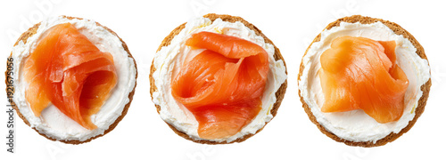 Wallpaper Mural Savory smoked salmon appetizers on bagels transparent background food photography Torontodigital.ca