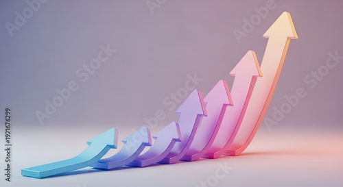 Rising arrows visual representation of growth progress and business development