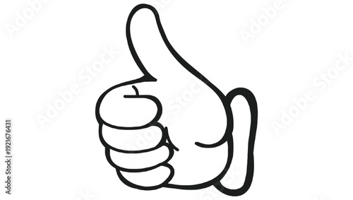 A simple black and white illustration depicts a hand giving a thumbs up gesture
