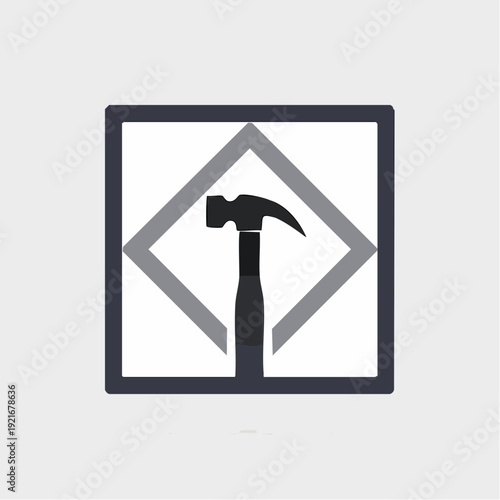 Sleek minimalist hammer icon representing construction, craftsmanship, and repair work