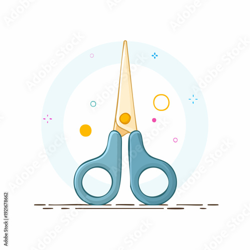Crafting and Sewing Tool Blue Handle Scissors Icon Illustration