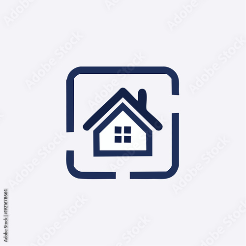 Modern minimalist house icon representing real estate and digital home solutions