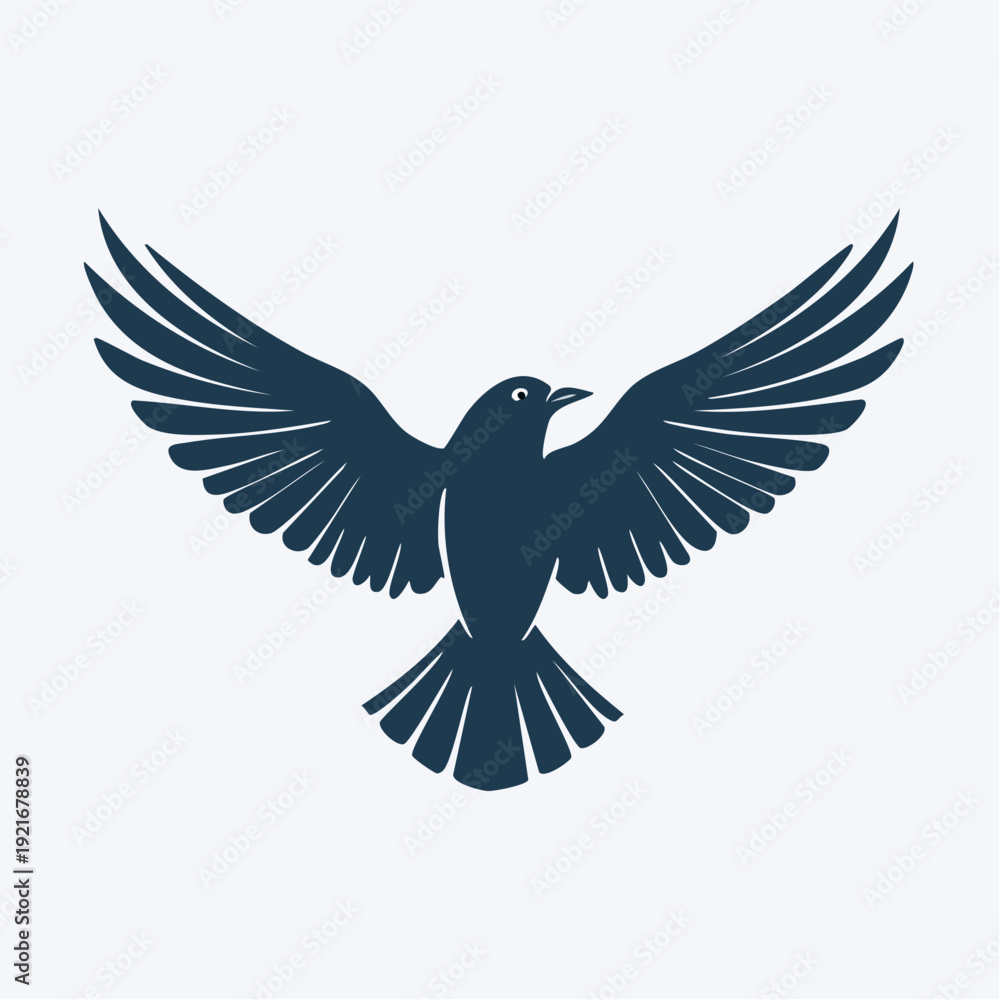 Obraz premium Dark Silhouette of a Majestic Bird with Wings Spread in Flight