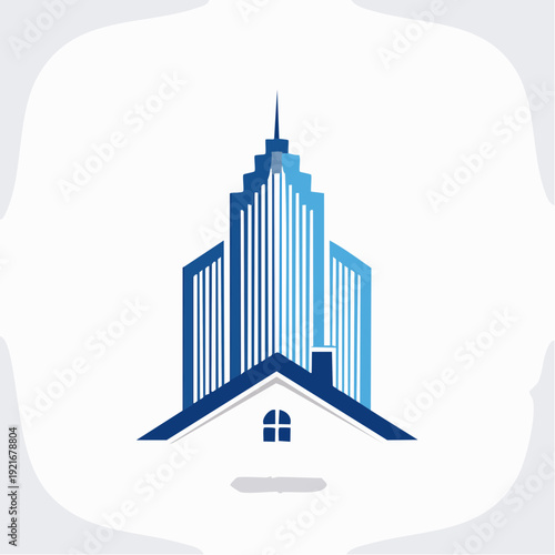 Stylish Real Estate and Property Development Logo Featuring Modern Building and House Roof