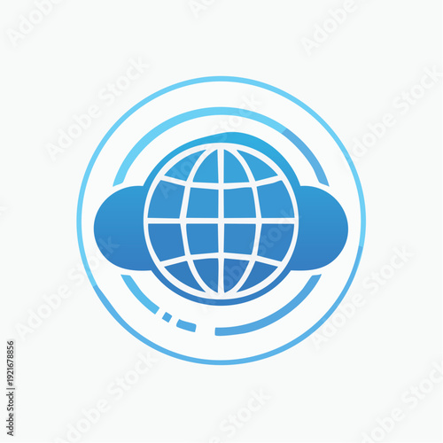 Abstract Global Cloud Network Icon for Digital Connectivity and Data Exchange