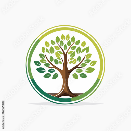 Eco-friendly Tree Icon Representing Nature and Growth within a Circle